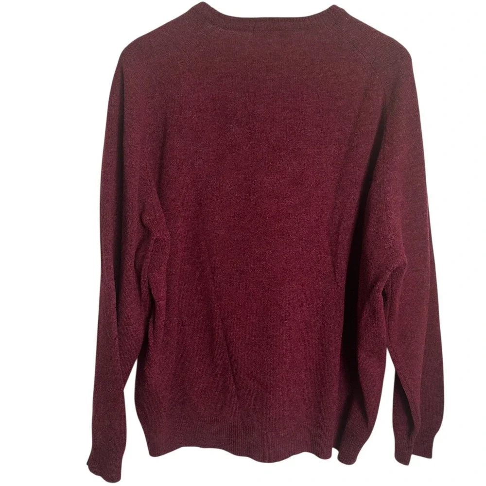 Marks & Spencer St Michael Sweater Mens XL Bordeaux Red Lambswool V-Neck UK Made